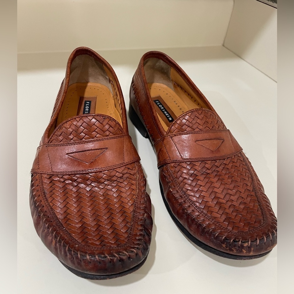 Florsheim Men's Woven Leather Loafers in Rich Brown - Picture 3 of 10